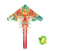 ZNQNDSR Grand cerf-Volant Phoenix, dépliant extérieur à Ligne Unique avec Tissu grillagé, Tige en Verre, Assemblage et Moulinet faciles pour Parc de Plage(Red,String 984ft)
