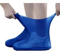 ZNTIHZ Bottes de pluie élastiques unisexes, 2 paires, imperméables, antidérapantes, couvre-chaussures réutilisables for l'extérieur, les jours Pour Marcher Sous La Pluie(Blue,S)