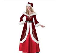 ZNTIHZ Costume de Cosplay noël en velours rouge for homme et femme, longue robe élégante, fête carnaval, spectacle du nouvel an Pour Les Festivals, Les Fêtes(2XL,Woman 1)