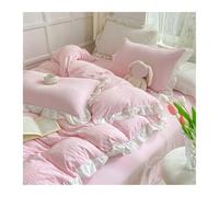 ZNTIHZ Ensemble de Housse de Couette, sans Remplissage, en Coton lavé Doux, à Volants, taies d'oreiller en Lin pour La Décoration Et Les Articles Ménagers(Color 2,Twin 4pcs 150x200cm)