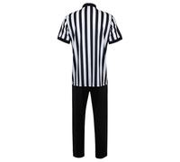 znutc Maillot D'Arbitre,Tenue à Rayures Noires et Blanches,Uniforme d'Arbitre à Manches Courtes et Col en V avec Pantalon - pour Football Basket Hockey Volleyball Baseball Softball Cours de Sport