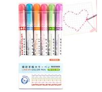 znutc Stylo de Bordure Magique, 6 Types de Stylos de Bordure Surligneurs de Courbe, Stylos Cool en Forme de Fleur de Cœur à Pointe Fine, Marqueurs de Dessin de Planificateur de Journal