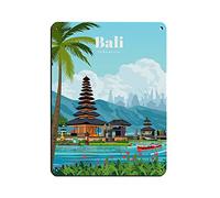 znwrr Affiche de voyage vintage Bali Indonésie Affiche rétro Panneau en métal Peinture sur fer rétro pour Bar Homme Cave Café Famille Garage Affiche Décoration murale 15x30CM