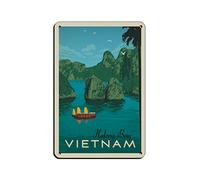 znwrr Plaque en étain vintage Vietnam Baie d'Halong Rétro Voyage Panneau Maison Cuisine Bar Café Club Cave Décoration murale Plaque en métal 15x30cm