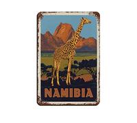 znwrr Plaque en métal Namibie Afrique Rétro Décor Art Signe Maison Cuisine Bar Café Club Cave Décoration Murale Vintage Voyage Plaque En Étain 20x30cm