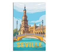 znwrr Plaque en métal Séville Espagne Vintage Décor Art Signe Maison Cuisine Bar Café Club Cave Décoration murale Rétro Voyage Plaque en étain 30x40cm