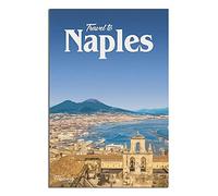 znwrr Plaque en métal Vésuve Campanie Naples Italie Vintage Voyage Plaque en métal Vintage Décor rustique Cave Café Bar Chambre Maison Décoration murale 15x30cm
