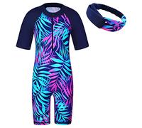 ZNYUNE Enfant Combinaison de Natation Manches Courtes/Manches Longues Rashguards de Wakeboard Fille Maillot de Bain 1 Pièce UPF50+ Anti-UV - Protection Solaire
