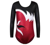 ZNYUNE Fille Justaucorps Gymnastique Danse Multicolor Classique Manches Longues/sans B197_WineRed Manches Longues NO.16A 14-15 Ans