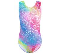 ZNYUNE Fille Justaucorps Gymnastique Danse Multicolor Imprimé sans Manches B434 GlitterRainbow 5A
