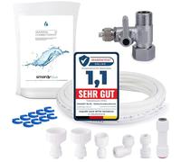 ZO004 Set de raccordement universel pour conduite d'arrivée d'eau - vanne d'arrêt (3/8"x3/8"x1/4"), 10m tuyau d'eau, raccords (1/4, 3/4, 7/16 pouces) pour réfrigérateurs Side by Side, osmose inverse