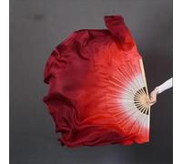 ZOAPDEBCE Belly Dance Long Fan, Éventail de Danse Folklorique en Soie véritable, Double Couleur, éventail Chinois de Danse du Ventre Fait à la Main(36cm 25cm)