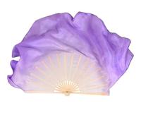 ZOAPDEBCE Belly Dance Long Fan, Éventail Pliant à la Main Double Face for Femmes, Voile en Soie véritable, Demi-Cercle, Danse du Ventre, Performance Courte(36cm 50cm)