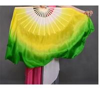 ZOAPDEBCE Belly Dance Long Fan, Voile de Soie Fait à la Main, Paire de Fans de Danse du Ventre (1L + 1R), 20 Pouces, Demi-Cercle, Accessoires de Danse en Soie véritable(36cm 50cm2)