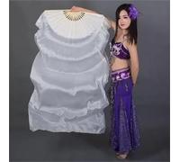 ZOAPDEBCE Belly Dance Long Fan, Voiles de Danse du Ventre en Soie Véritable Taille Classique, Voile éventail, Danseur, spectacles de Scène, Personnalisé