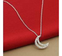 ZOAPDEBCE Colliers en Argent Sterling, 925 Sterling Argent Femmes Zircon Lune Collier Fiançailles Zircone Cubique Dames Pendentif Colliers Saint Valentin Cadeaux Cadeaux