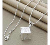 ZOAPDEBCE Colliers en Argent Sterling, Chaîne Serpent en Argent Sterling 925, Pendentif carré avec Chiffres Romains, Collier for Femmes, Bijoux à la Mode, Cadeaux de Mariage