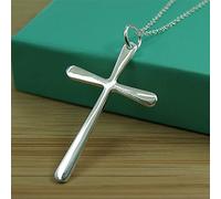 ZOAPDEBCE Colliers en Argent Sterling, Collier avec Pendentif Croix Longue en Argent 925, for Hommes et Femmes, Bijoux à la Mode, Cadeaux