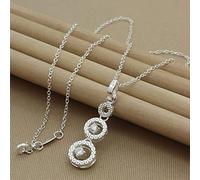 ZOAPDEBCE Colliers en argent sterling, Collier avec pendentifs en argent Sterling 925, trois cercles ronds en zircon AAA, for femmes, bijoux de fiançailles, cadeaux de mariage