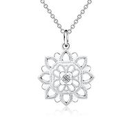 ZOAPDEBCE Colliers en Argent Sterling, Collier en Argent 925 for Femmes, Collier de Fleurs sculptées Creuses, Cadeau de Mariage, Bijoux à la Mode, Nouvelle Collection