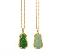 ZOAPDEBCE Colliers en argent sterling, Collier pendentif, 2 pièces collier bouddha porte-bonheur collier pendentif en cristal vert chaîne polie en or colliers d'amitié bouddha créé bijoux amulette de