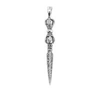 ZOAPDEBCE Colliers en argent sterling, Pendentif pilon Vajra protecteur de corps en argent sterling S925, collier pendentif polyvalent en argent sterling de style ethnique rétro à la mode(Pendant+Chai