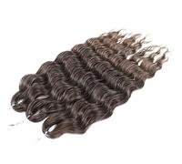 ZOAPDEBCERuban extension des cheveux humains, 24 pouces cheveux synthétiques vague d'eau tressage Extensions de cheveux blond vague profonde Afro Curl torsion crochet cheveux for les femmes(#4)(T8-14A