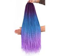ZOAPDEBCERuban extension des cheveux humains, Extensions de cheveux synthétiques longues et lisses, 3 tresses en boîte, tresses fines colorées for femmes (3-7)(45725)