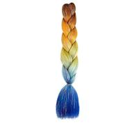 ZOAPDEBCERuban extension des cheveux humains, Extensions de tresses synthétiques géantes à paillettes de 24 pouces, cheveux tressés arc-en-ciel scintillants for femmes, coiffure DIY (H1)(H64)