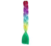ZOAPDEBCERuban extension des cheveux humains, Extensions de tresses synthétiques géantes à paillettes de 24 pouces, cheveux tressés arc-en-ciel scintillants for femmes, coiffure DIY (H1)(H73)