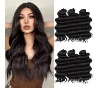 ZOAPDEBCERuban extension des cheveux humains, Twist synthétique Crochet cheveux bouclés gris rouge blond brun vague d'eau 16 pouces vague profonde tresse cheveux tressage Extensions de cheveux (4)(1B)