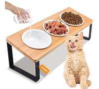ZOBMIO 3 Pcs Gamelle Chat et Chien Surélevée - Support 15° Incliné Avec Tapis, 12cm Céramique pour Petit Animal