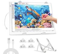 Zocelight Bloc lumineux A3 pour kit de peinture au diamant, 4800 lux super lumineux 5 mm avec support et clip, boîte à lumière à 3 niveaux pour dessin, croquis, animation (blanc)