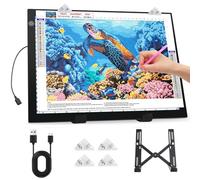 Zocelight Bloc lumineux A3 pour kit de peinture au diamant, 4800 lux super lumineux 5 mm avec support et clip, boîte à lumière à 3 niveaux pour dessin, croquis, animation (noir)