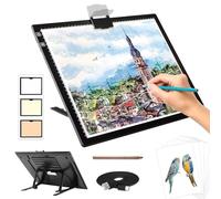 Zocelight Bloc lumineux A3 rechargeable pour peinture diamant, traçage avec support et clip, 3 couleurs à intensité variable et 6 niveaux de luminosité pour artistes, dessin, croquis, animation