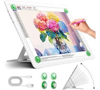 Zocelight Plateau lumineux rechargeable A3 avec support intégré, boîte lumineuse magnétique super lumineuse pour le traçage, plateau lumineux sans fil pour la peinture de diamants, boutons latéraux