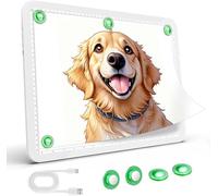 Zocelight Recharteable tablette lumineuse A3, tablette dessin avec 4 aimants, pavé lumineux sans fil pour peinture en diamant, table lumineuse ultra brillante pour dessin, esquisse, animation (Blanc)