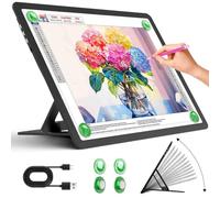 Zocelight Tableau lumineux A3 rechargeable avec support intégré, boîte à lumière magnétique super lumineuse pour le traçage, tampon lumineux sans fil pour peinture au diamant, boutons latéraux