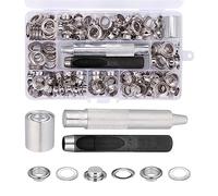 Zocipro 120 pcs Oeillets pour Baches 10mm, Trousse à œillets Outils Set Kit Metal Ensembles pour Toile Bâche Tente de Réparation Argent (2/5 Pouce)