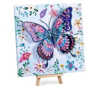 Zocipro Arts et artisanat pour filles, peinture diamant DIY papillon 3D avec toile en bois pour cadeaux, kit d'artisanat cadeaux créatifs pour anniversaire Noël
