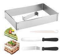 Zocipro Cadre de Cuisson Rectangulaire Réglable de 5 cm de Haut | 27x18cm Moule Rectangulaire Réglable Extensible Jusqu'à 52x33cm pour Gâteaux,Tartes,Pizzas,Pâtisseries et Décorations de Fête
