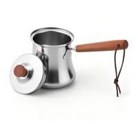 Zocipro Cafetière Turque 550 ml en Inox avec Poignée Bois Résistants | Bec Verseur et Couvercle - Idéale pour Chauffer Beurre, Lait ou en Mini Casserole