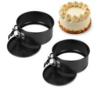 Zocipro Lot de 2 Moule à Manqué Ronds de 11 cm, Mini Moules à Pâtisserie avec Revêtement Antiadhésif, Plat a Gateau Rond, Cake Tins, Moule a Charniere pour la Cuisson de Gâteaux, Noir