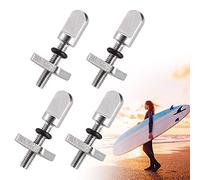Zocipro Lot de 4 vis pour aileron planche surf avec boîte en plastique - Argentées Antirouille Kit remplacement acier inoxydable Accessoires SUP et longboard, Argenté.