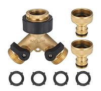 Zocipro Robinet Double Machine a Lave, Répartiteur de Robinet de Jardin en Laiton, Raccord en Y, 3/4 Pouces pour Connexion de 2 Appareils