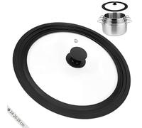 Zocipro Universel Couvercle Poele Ø 24/26/28 cm, pour Casseroles et Poêl | Couvercle Casserole en Verre pour Poêles et Casseroles, Couvercle de Poêle avec Bord en Silicone et Trou Vapeur
