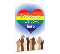 ZOCO - Poster « Everyone is Welcome Here » - 30,5 x 45,7 cm laminé - Décoration de diversité et d'inclusion pour salle de classe et bureau - Panneau de promotion de la gentillesse et de l'égalité