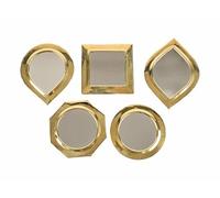 ZocoChic Lot de 5 mini miroirs décoratifs, cadre en laiton doré, 10-14 cm, design marocain artisanal, formes variées