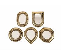 ZocoChic Lot de 5 miroirs décoratifs en laiton doré, cadre avec cristaux, 9-11 cm, artisanat marocain