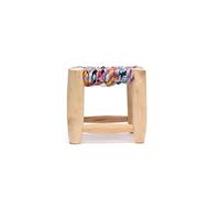 ZocoChic Tabouret marocain artisanal pour enfant avec tissu multicolore, fabriqué à la main, environ 25 x 22 x 22 cm